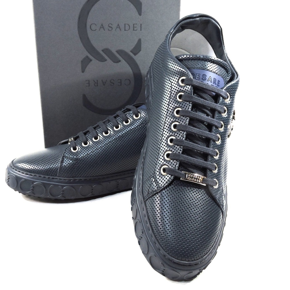 CASADEI 🇮🇹 MEN'S BLUE LEATHER COMFORT FASHION SNEAKER - Picture 8 of 8